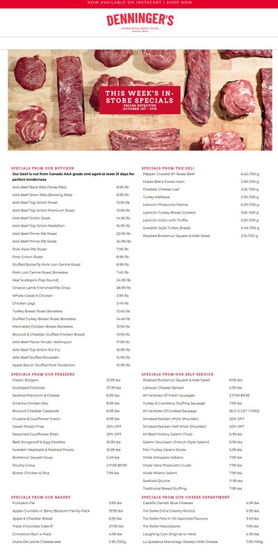 Denninger's Weekly Specials October 1 to 8