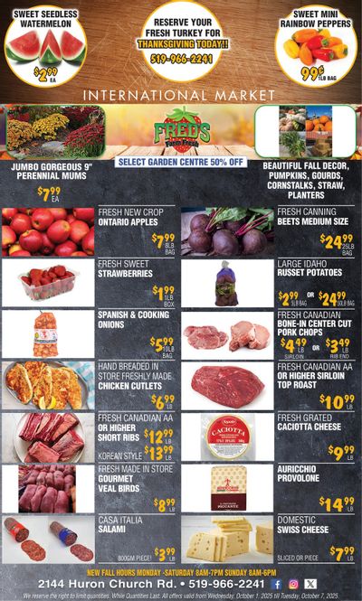 Fred's Farm Fresh Flyer October 1 to 7