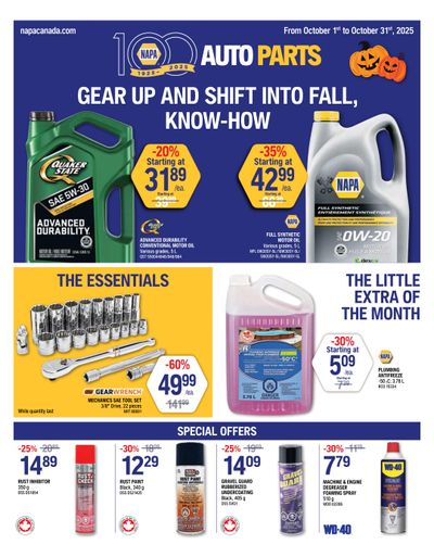 NAPA Auto Parts Flyer October 1 to 31