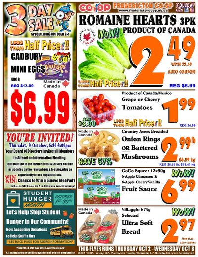 Fredericton Co-op Flyer October 2 to 8