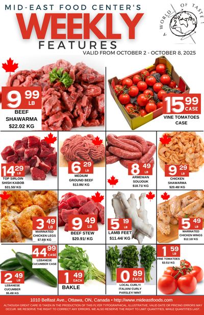 Mid-East Food Centre Flyer October 2 to 8