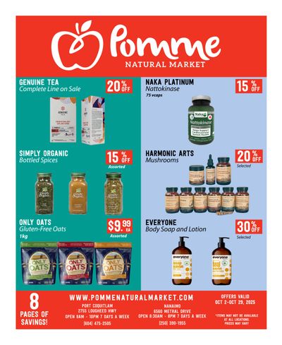 Pomme Natural Market Monthly Specials Flyer October 2 to 29