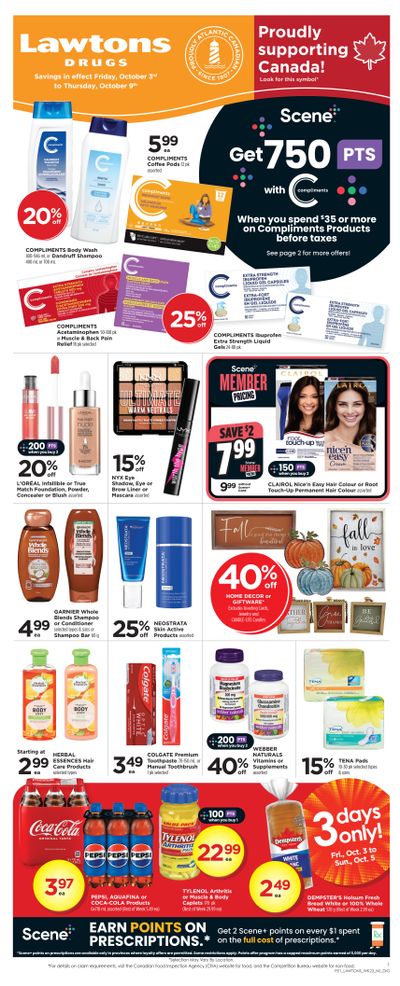 Lawtons Drugs Flyer October 3 to 9