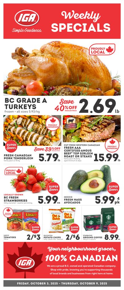 IGA Stores of BC Flyer October 3 to 9