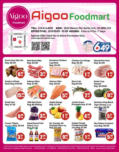 Aigoo Foodmart Flyer October 3 to 9