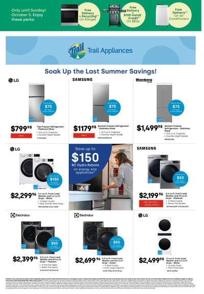 Trail Appliances (BC) Flyer October 2 to 5
