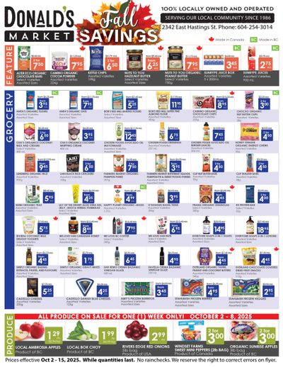 Donald's Market Flyer October 2 to 15