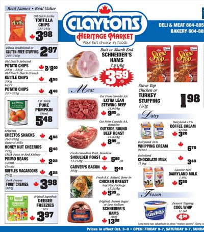 Claytons Heritage Market Flyer October 3 to 9
