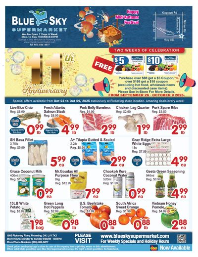 Blue Sky Supermarket (Pickering) Flyer October 3 to 9