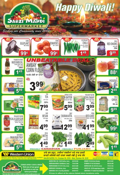 Sabzi Mandi Supermarket (Lower Mainland) Flyer October 3 to 8