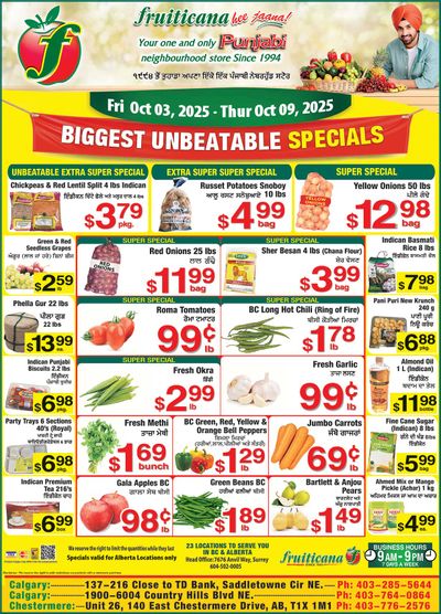 Fruiticana (Calgary) Flyer October 3 to 9
