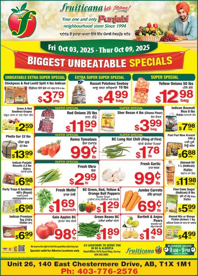 Fruiticana (Chestermere) Flyer October 3 to 9