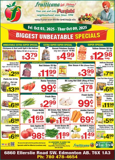 Fruiticana (Edmonton) Flyer October 3 to 9