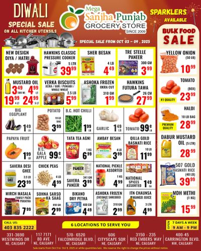Sanjha Punjab Grocery Store Flyer October 3 to 9