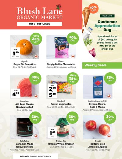 Blush Lane Organic Market Flyer October 5 to 11