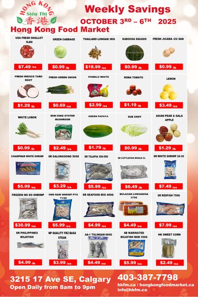 Hong Kong Food Market Flyer October 3 to 6
