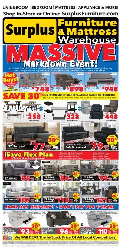 Surplus Furniture & Mattress Warehouse (Thunder Bay) Flyer October 6 to 26