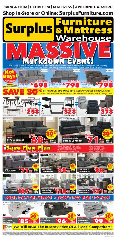 Surplus Furniture & Mattress Warehouse (Sudbury) Flyer October 6 to 26