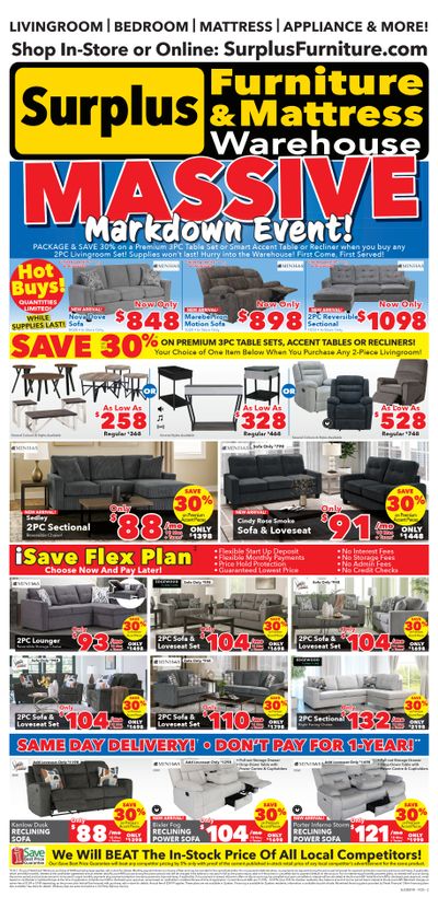 Surplus Furniture & Mattress Warehouse (St. John's, Corner Brook, Grand Falls Windsor) Flyer October 6 to 26