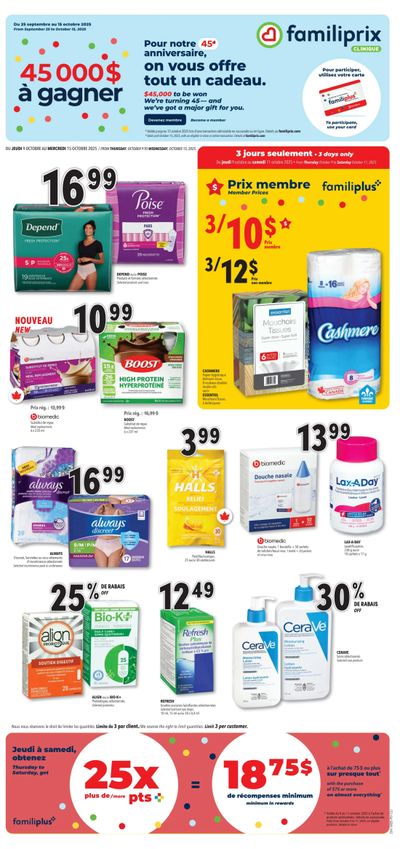 Familiprix Clinique Flyer October 9 to 15