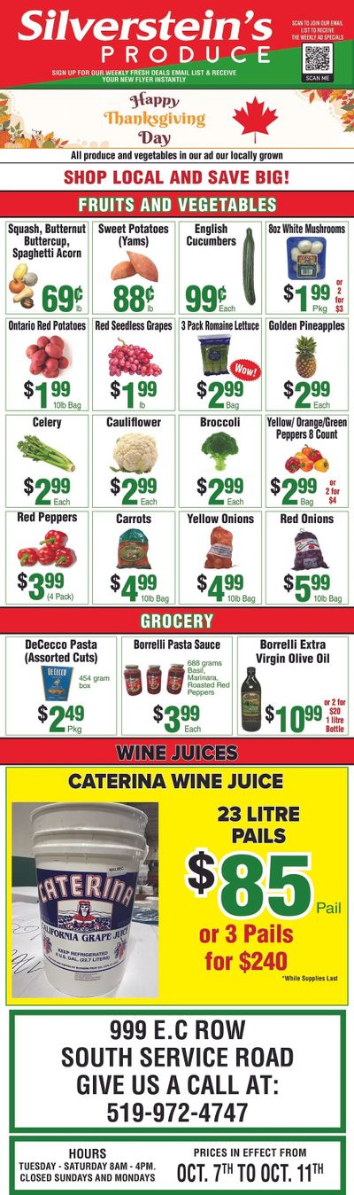 Silverstein's Produce Flyer October 7 to 11