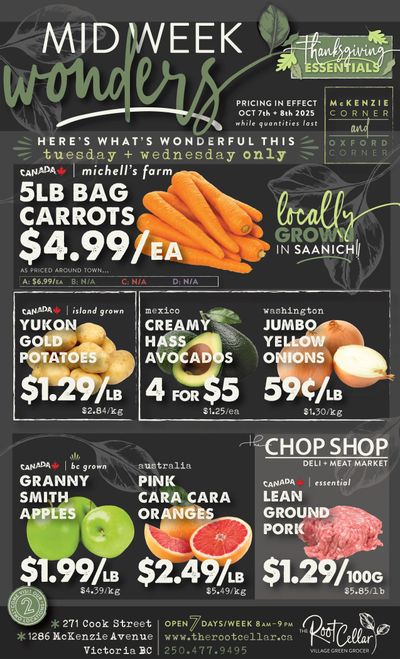 The Root Cellar Mid-Week Flyer October 7 and 8