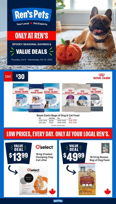 Ren's Pets Flyer October 9 to 15