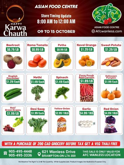 Asian Food Centre (Wanless Dr.) Flyer October 9 to 15