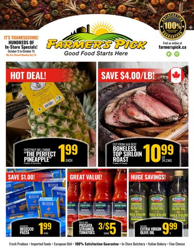 Farmer's Pick Flyer October 9 to 15