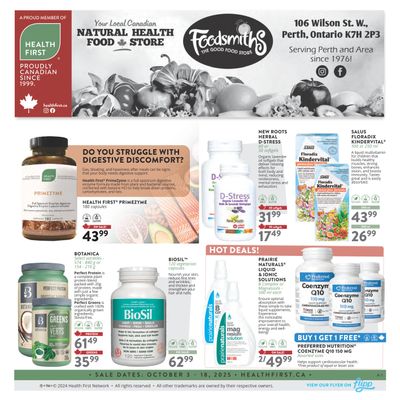 Foodsmiths Health First Flyer October 3 to 18
