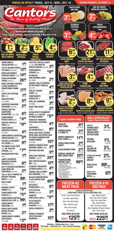 Cantor's Meats Flyer October 9 to 15