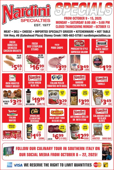 Nardini Specialties Flyer October 9 to 15