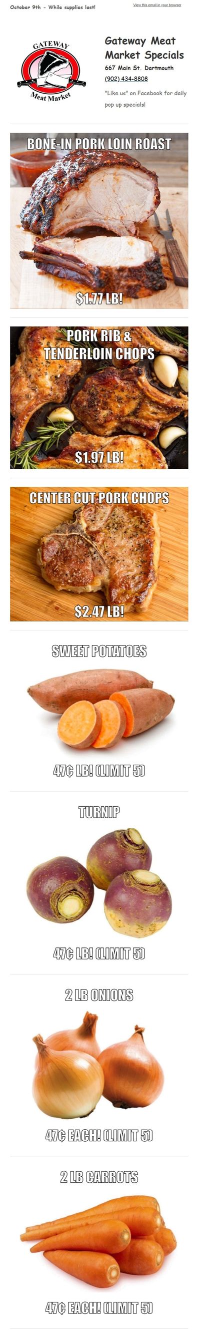 Gateway Meat Market Flyer October 9 to 15