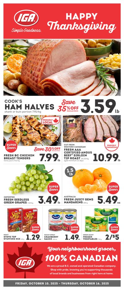 IGA Stores of BC Flyer October 10 to 16