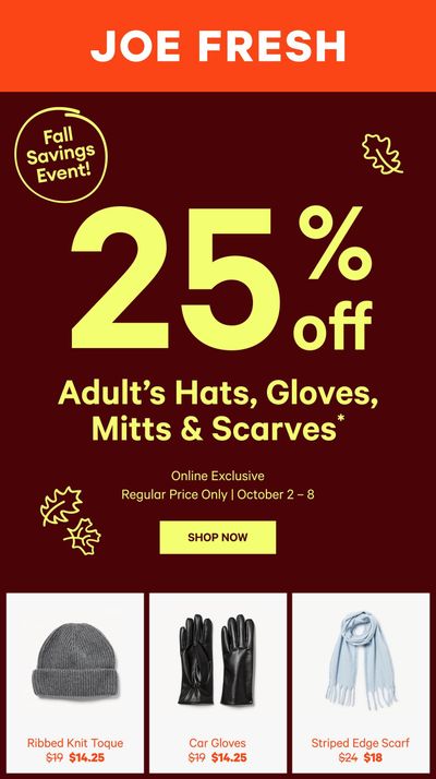 Joe Fresh Flyer October 9 to 15