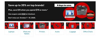 Staples Canada Flash Sale + Coupon Code: Save up to 35% on Top Tech & Top Brands + Save $15 when you Spend $75