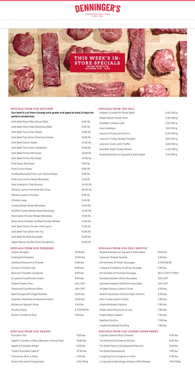Denninger's Weekly Specials October 8 to 14