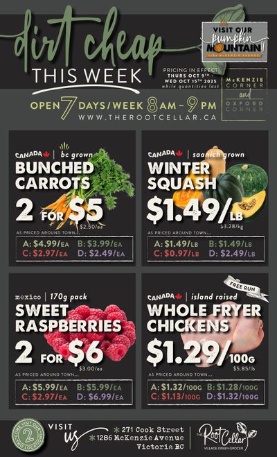 The Root Cellar Flyer October 9 to 15
