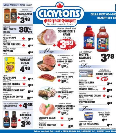 Claytons Heritage Market Flyer October 10 to 16