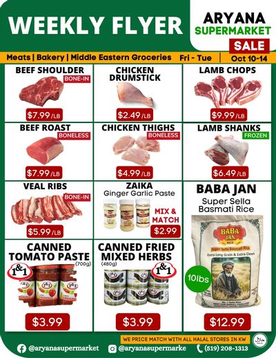 Aryana Supermarket Flyer October 10 to 14