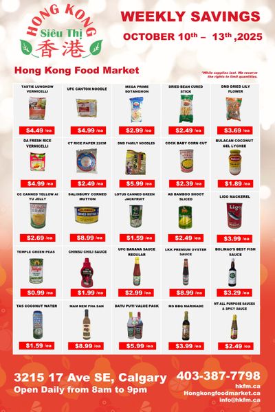 Hong Kong Food Market Flyer October 10 to 13