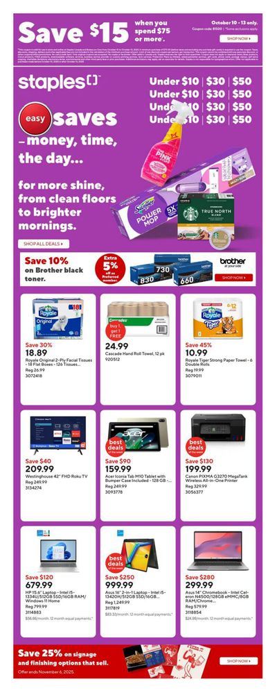 Staples Flyer October 10 to 16