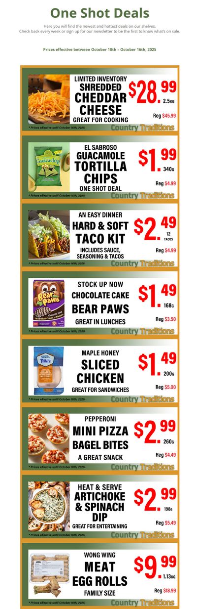 Country Traditions One-Shot Deals Flyer October 10 to 16