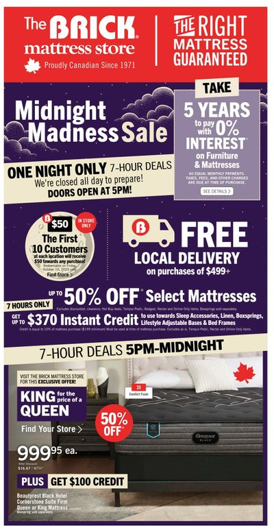 The Brick Mattress Store Flyer October 10 to 22