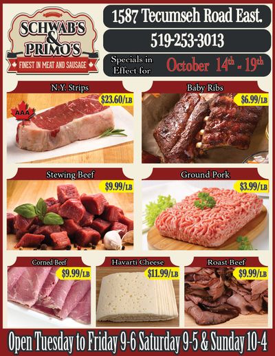 Schwab's & Primo's Flyer October 14 to 19