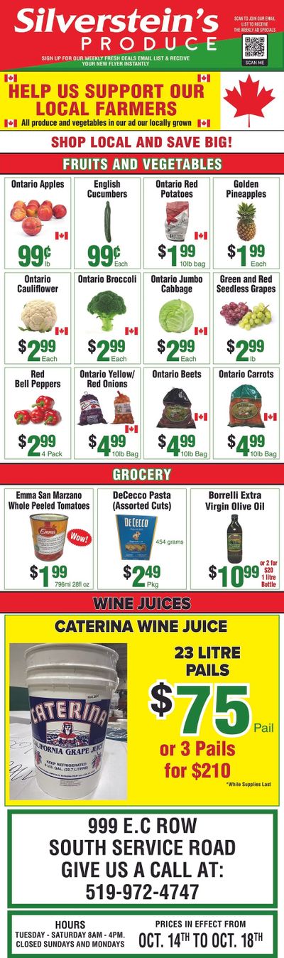 Silverstein's Produce Flyer October 14 to 18