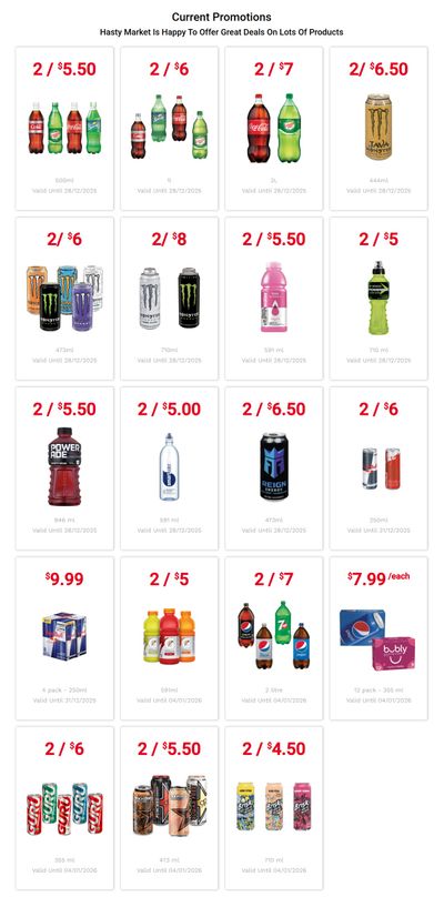 Hasty Market in-store Deals October 1 to December 28