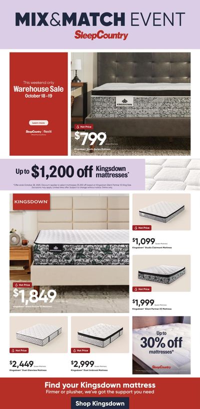 Sleep Country Flyer October 16 to 21