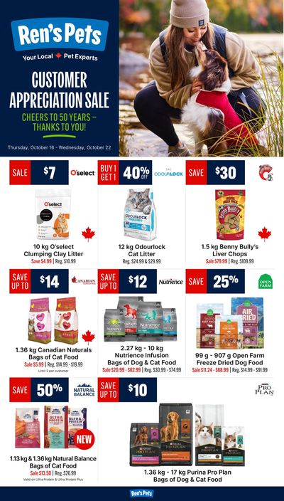 Ren's Pets Flyer October 16 to 22