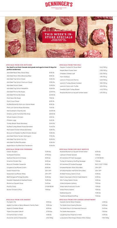 Denninger's Weekly Specials October 15 to 21